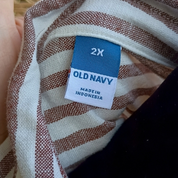 Old Navy Striped Linen Blend Button-Up Shirt Dress With Pockets_2X - Picture 7 of 9